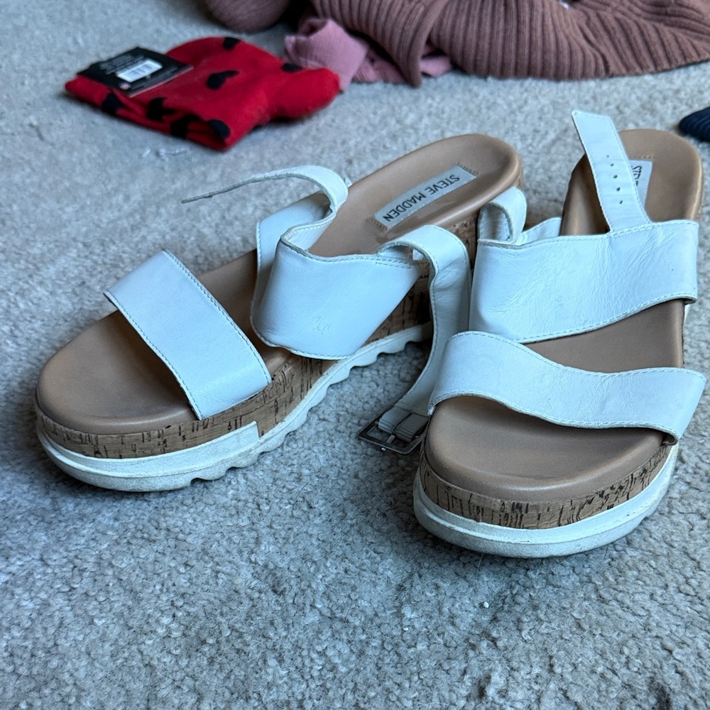 Steve Madden White Platform Sandals